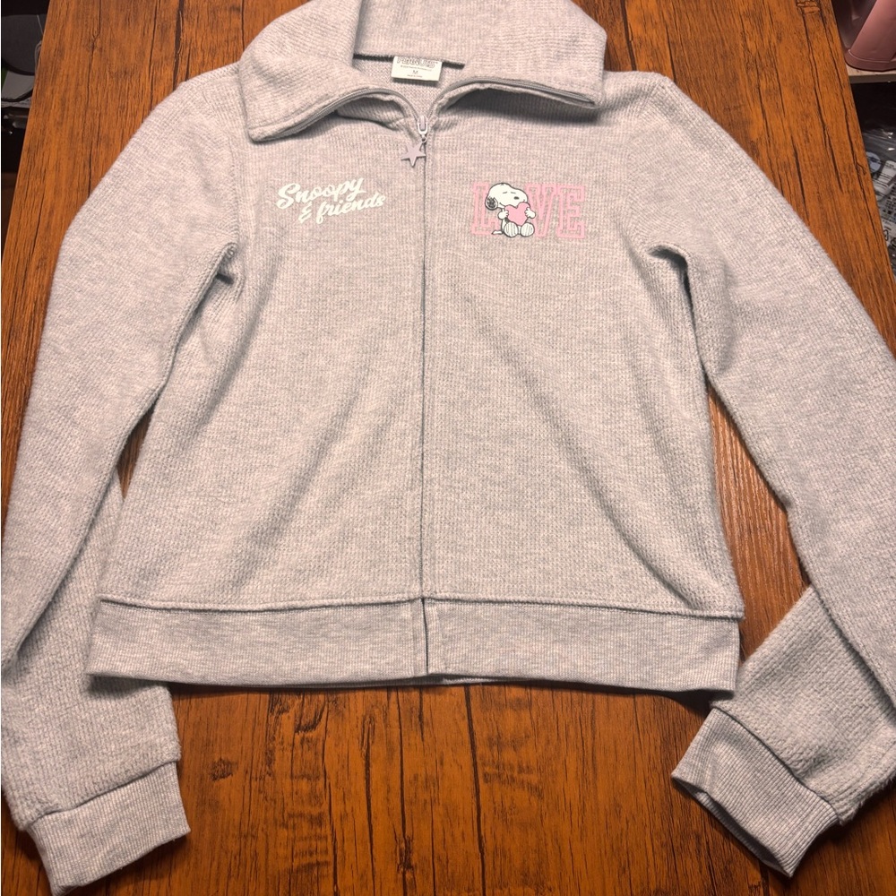 Peanuts Gray Kids Jacket with Embroidered Snoopy Design